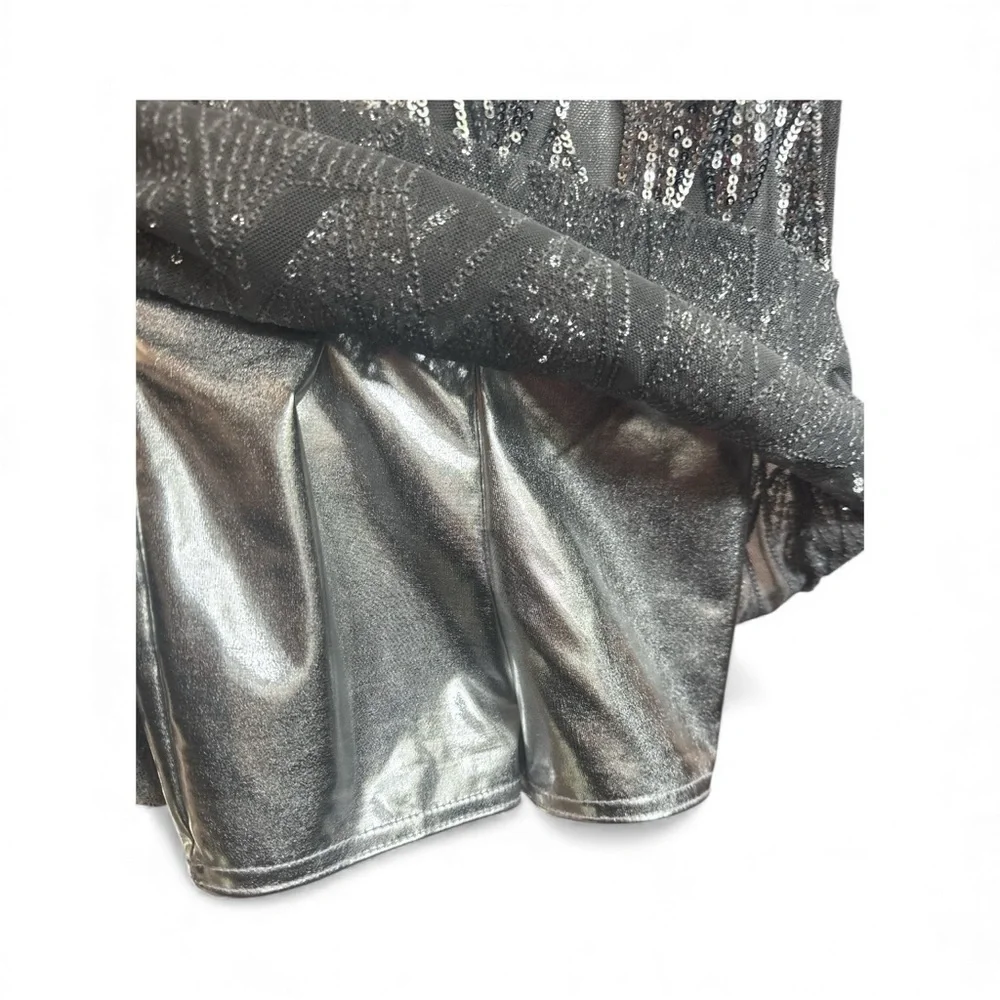 A Wish Come True Childs Size Small SC Silver Sequined Halter Dance Outfit Used